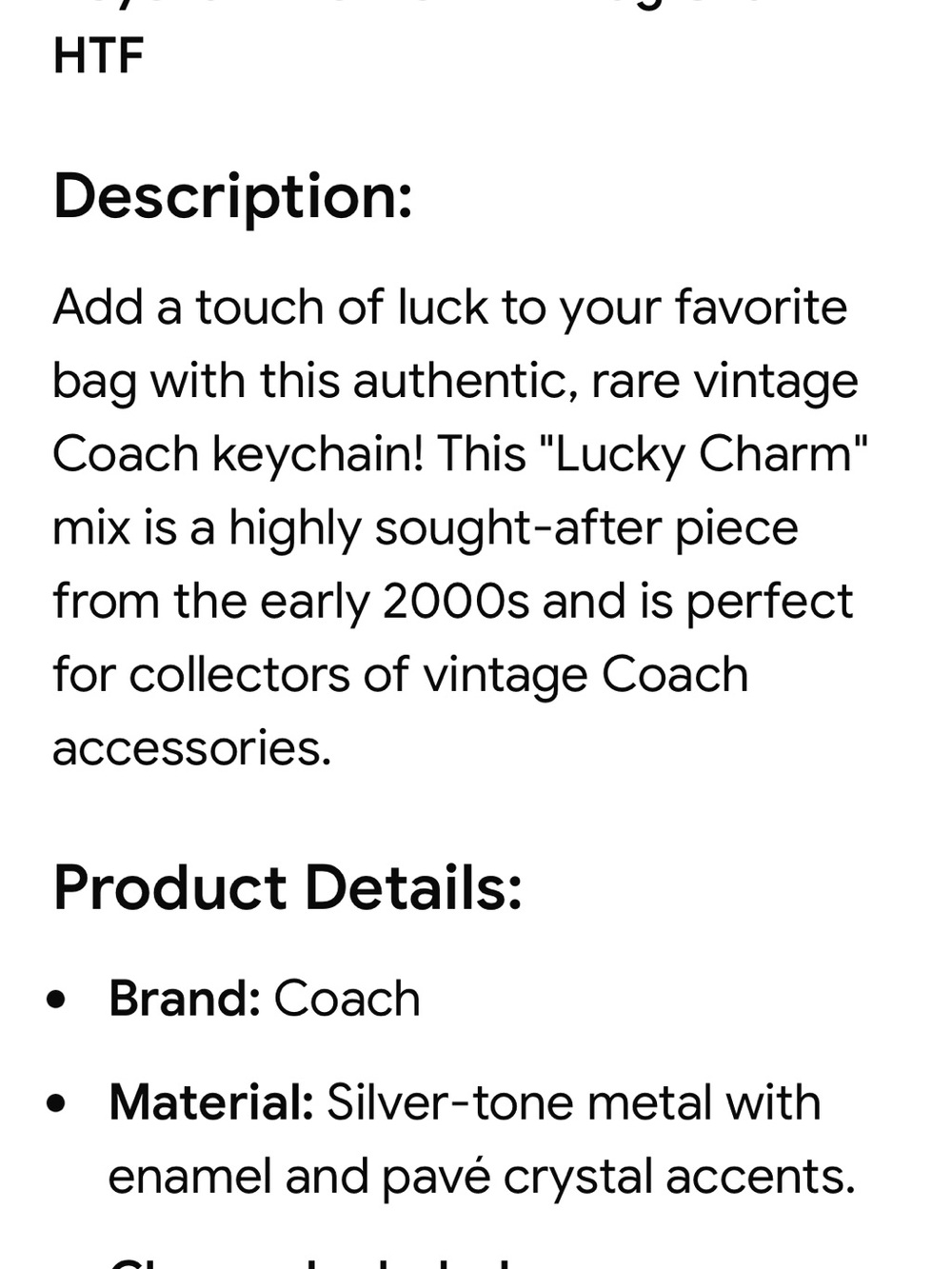 Coach Vintage Lucky Charm Keyring Bag Charm - Picture 6 of 8